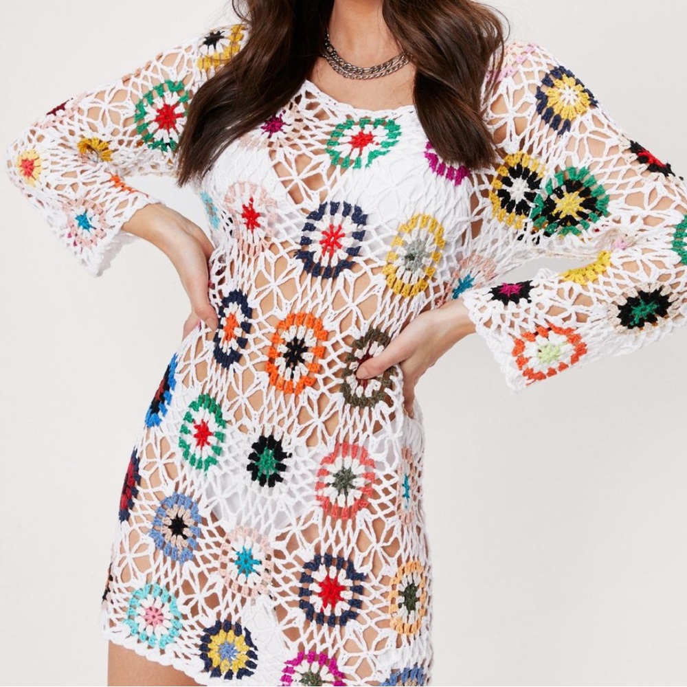 Nastygal Multicolor Crochet Dress
